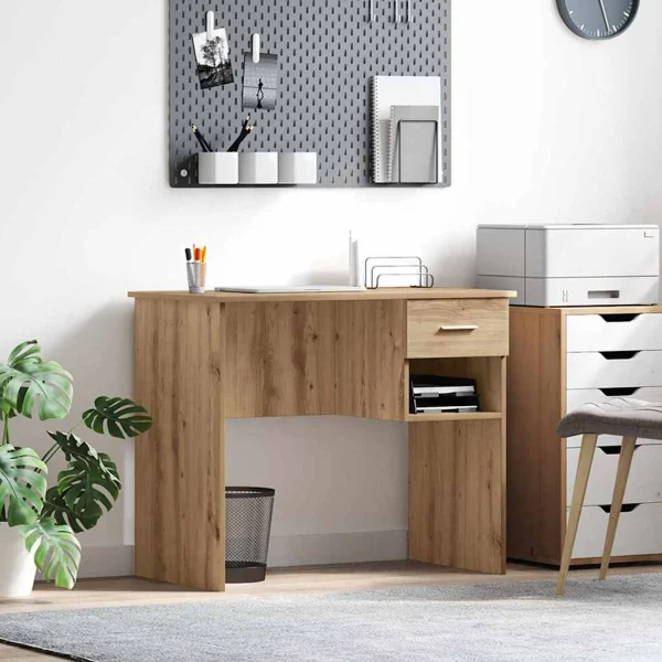 Bureau 90 x 49 x 75 cm chêne artisanal bois d'ingénierie – vue d’ensemble
