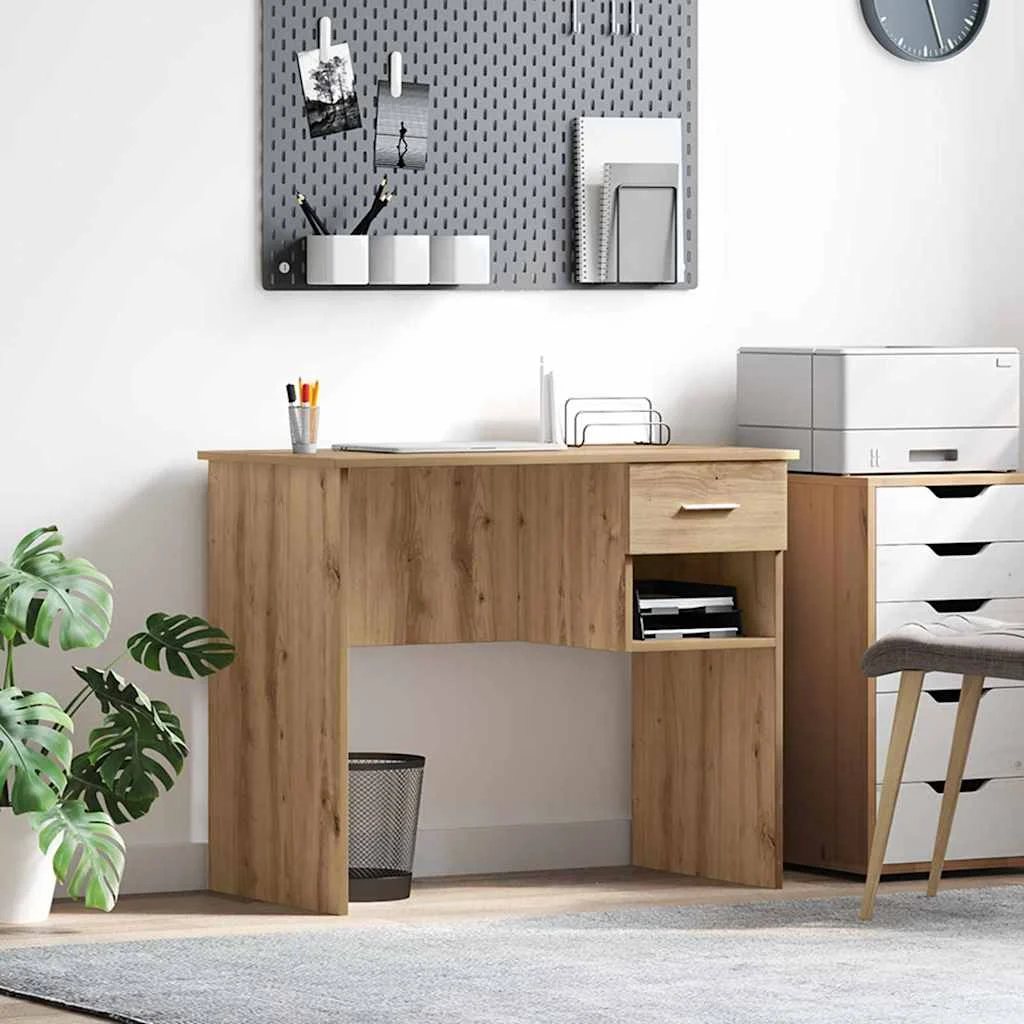Bureau 90 x 49 x 75 cm chêne artisanal bois d'ingénierie – vue d’ensemble