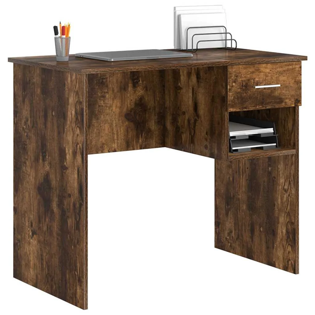 Bureau 90 x 49 x 75 cm chêne fumé bois d'ingénierie – vue de détail