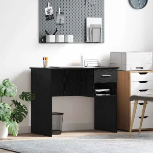 Bureau 90 x 49 x 75 cm chêne noir bois d'ingénierie – vue d’ensemble