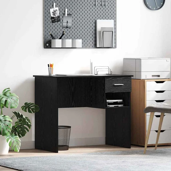 Bureau 90 x 49 x 75 cm chêne noir bois d'ingénierie – vue d’ensemble