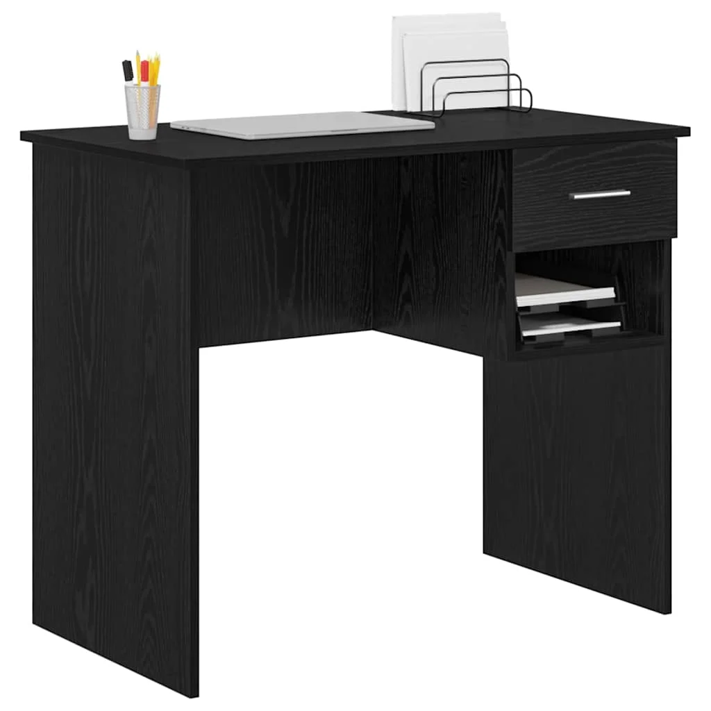 Bureau 90 x 49 x 75 cm chêne noir bois d'ingénierie – vue de détail