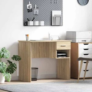 Bureau 90 x 49 x 75 cm chêne sonoma bois d'ingénierie – vue d’ensemble