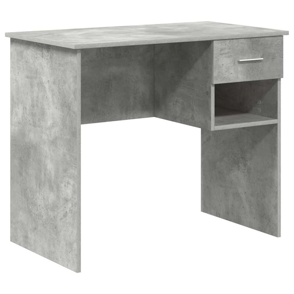 Bureau 90 x 49 x 75 cm gris béton bois d'ingénierie – vue de côté