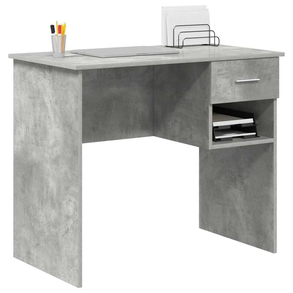 Bureau 90 x 49 x 75 cm gris béton bois d'ingénierie – vue de détail