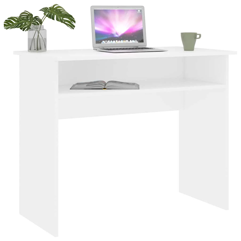 Bureau 90 x 50 x 74 cm blanc bois d'ingénierie – vue de dessus
