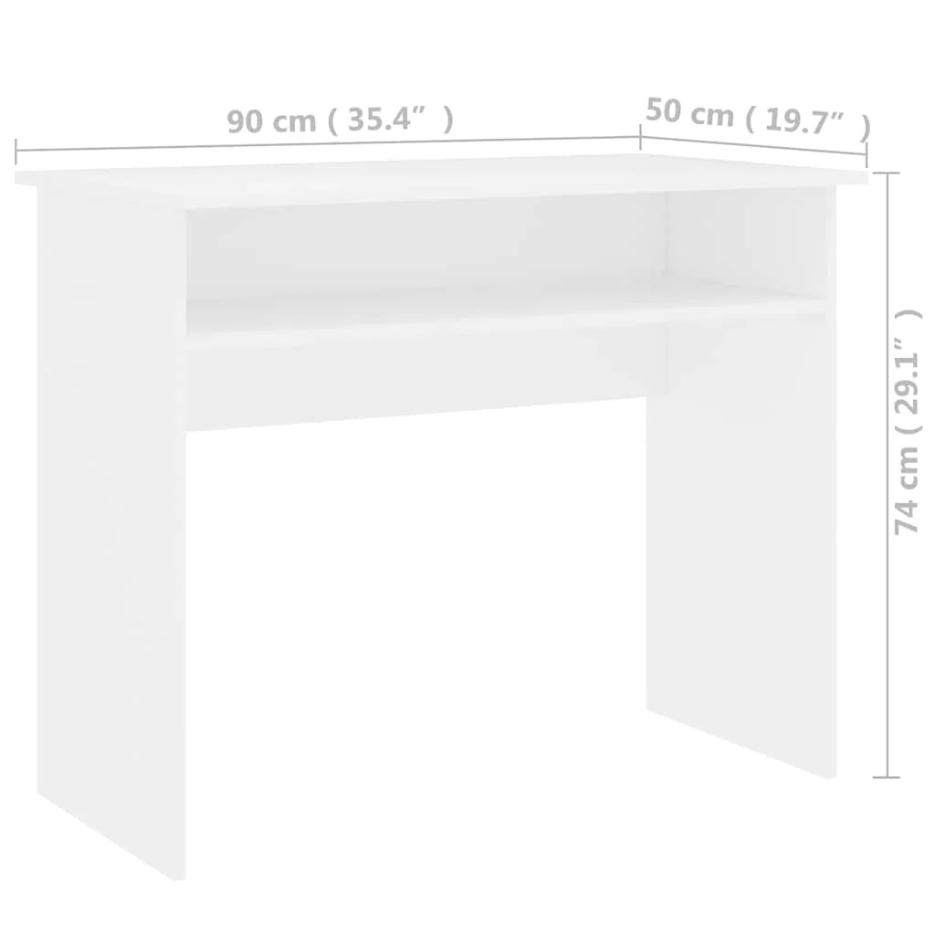 Bureau 90 x 50 x 74 cm blanc bois d'ingénierie – vue de dos