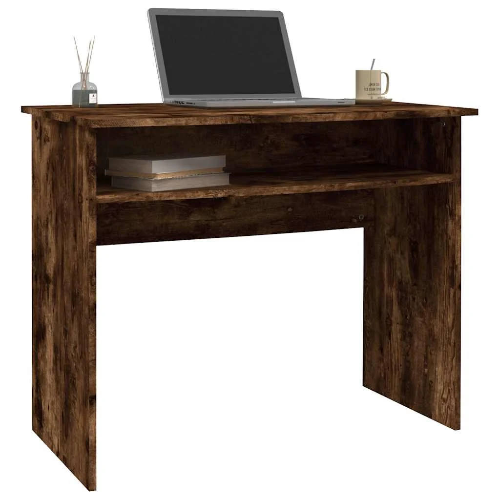Bureau 90 x 50 x 74 cm chêne fumé bois d'ingénierie – vue de dessus