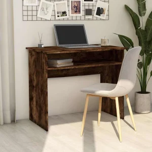 Bureau 90 x 50 x 74 cm chêne fumé bois d'ingénierie – vue d’ensemble