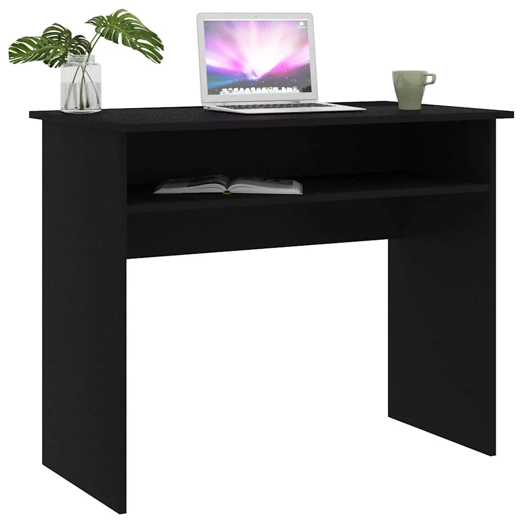 Bureau 90 x 50 x 74 cm noir bois d'ingénierie – vue de dessus
