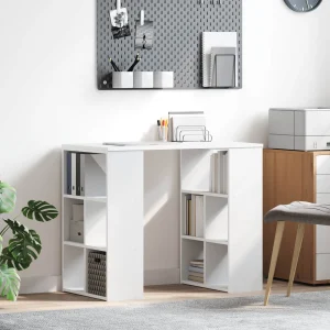 Bureau 90 x 50 x 75 cm blanc bois d'ingénierie – vue d’ensemble