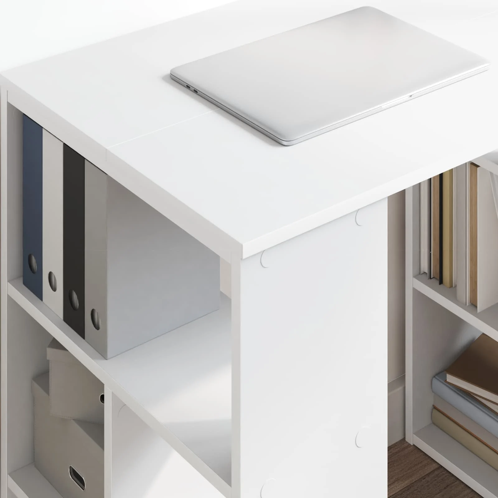 Bureau 90 x 50 x 75 cm blanc bois d'ingénierie – vue en situation