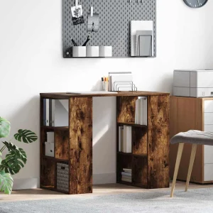 Bureau 90 x 50 x 75 cm chêne fumé bois d'ingénierie – vue d’ensemble