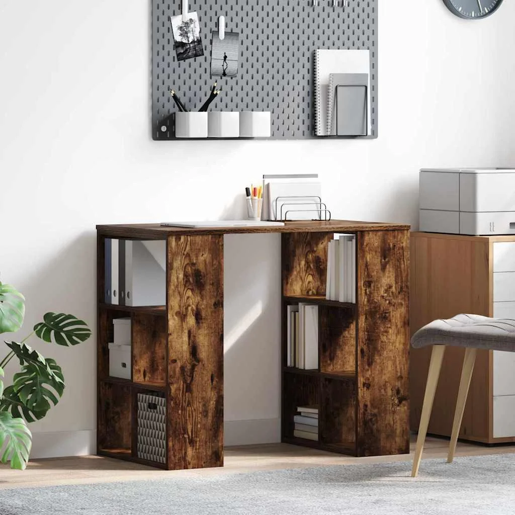 Bureau 90 x 50 x 75 cm chêne fumé bois d'ingénierie – vue d’ensemble