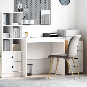 Bureau 90 x 50 x 76 cm blanc bois d'ingénierie – vue d’ensemble