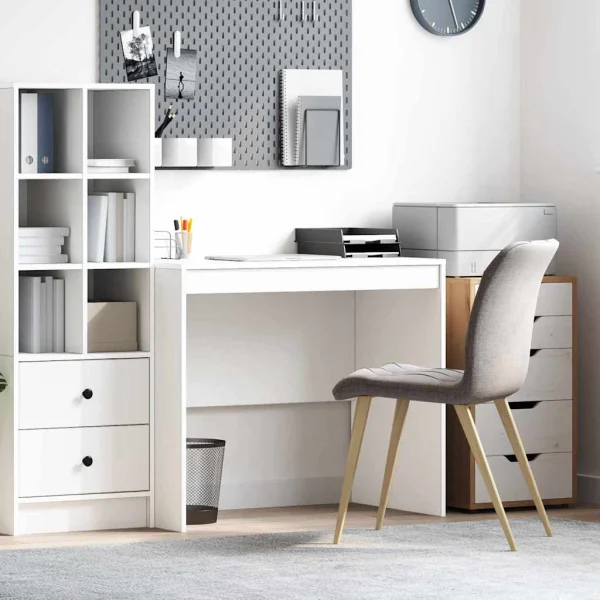Bureau 90 x 50 x 76 cm blanc bois d'ingénierie – vue d’ensemble