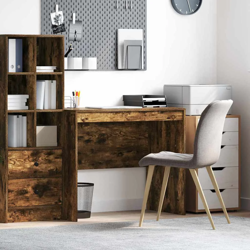 Bureau 90 x 50 x 76 cm chêne fumé bois d'ingénierie – vue d’ensemble