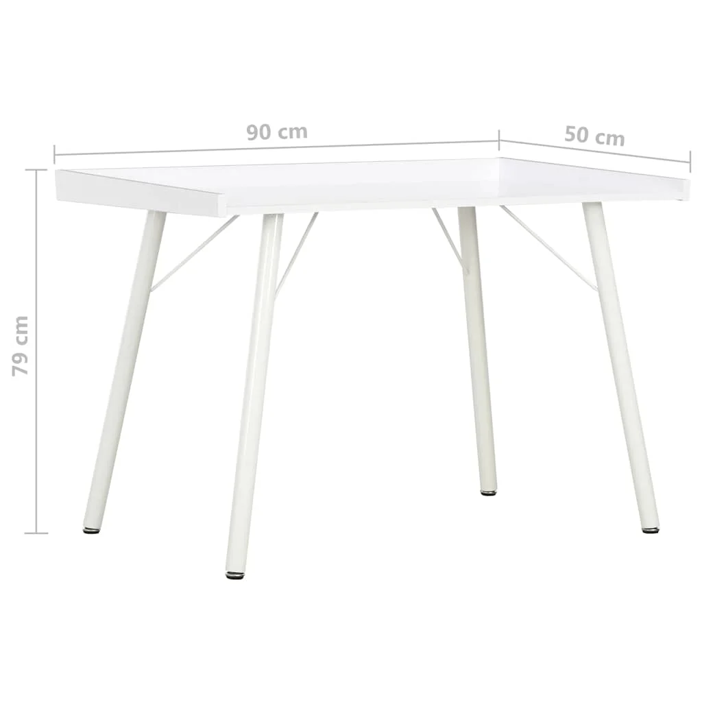 Bureau 90 x 50 x 79 cm blanc bois d'ingénierie – vue de dos