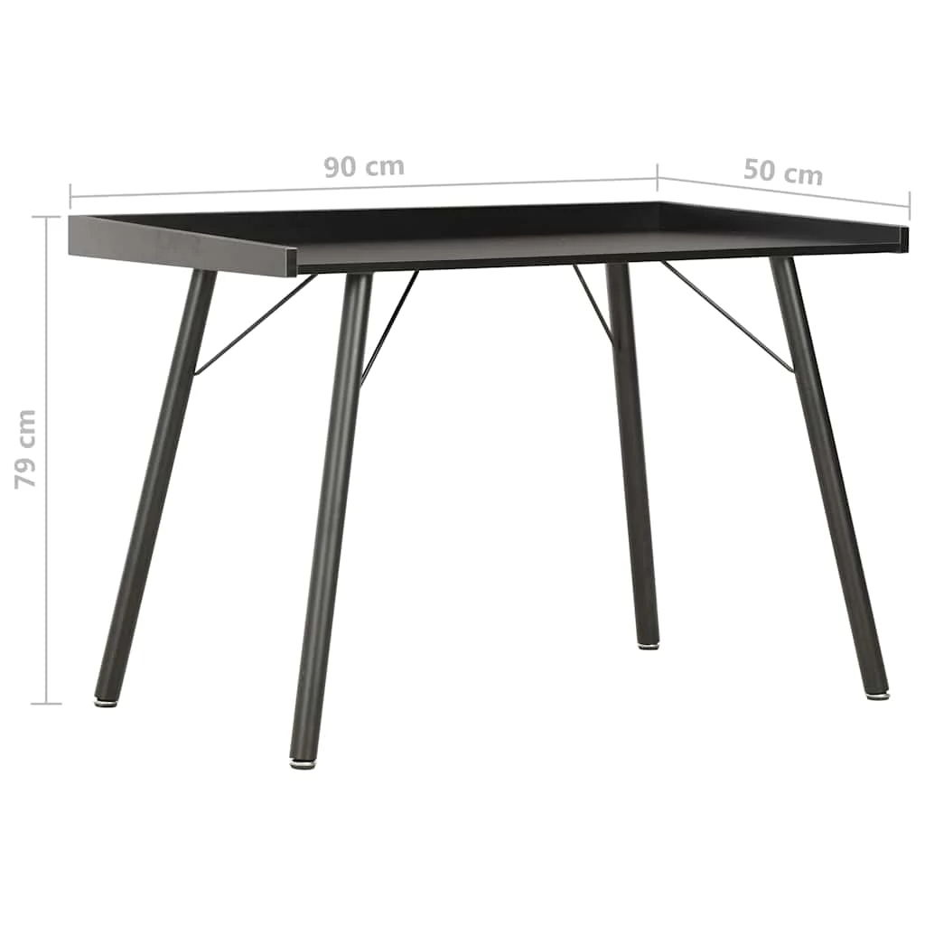Bureau 90 x 50 x 79 cm noir aggloméré – vue de dos