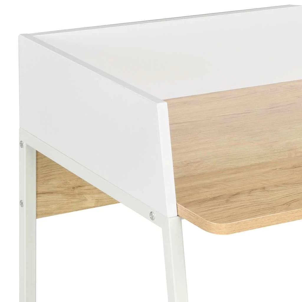 Bureau 90 x 60 x 88 cm blanc et marron bois d'ingénierie – vue de dessus