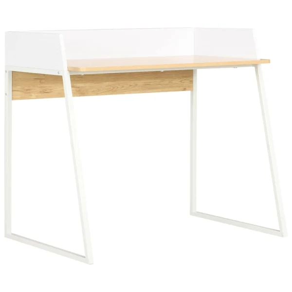 Bureau 90 x 60 x 88 cm blanc et marron bois d'ingénierie – vue d’ensemble