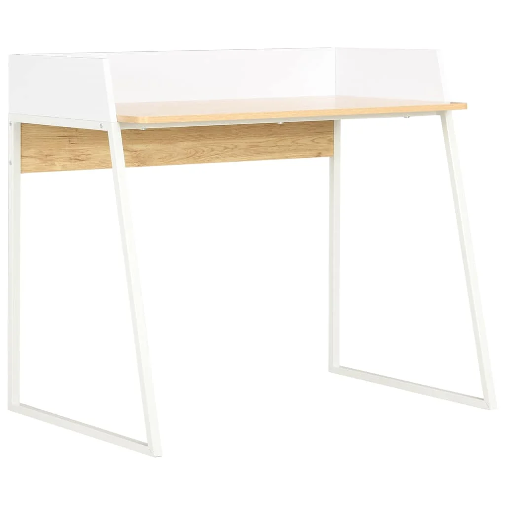 Bureau 90 x 60 x 88 cm blanc et marron bois d'ingénierie – vue d’ensemble