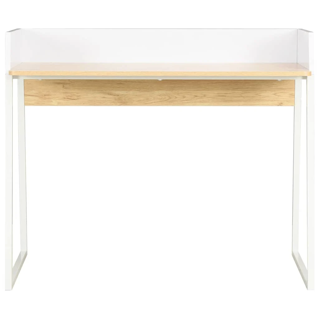 Bureau 90 x 60 x 88 cm blanc et marron bois d'ingénierie – vue de côté