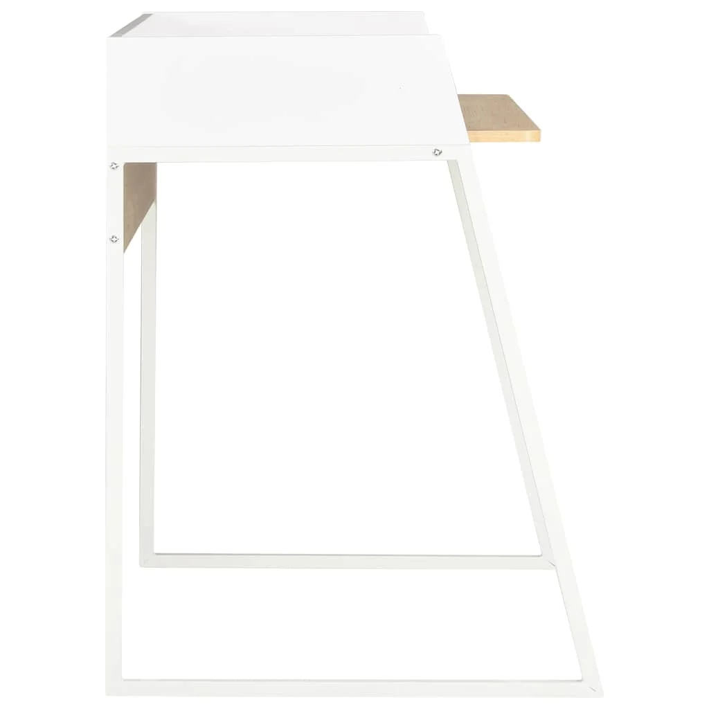 Bureau 90 x 60 x 88 cm blanc et marron bois d'ingénierie – vue en situation