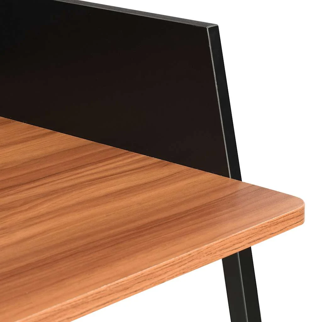 Bureau 90 x 60 x 88 cm noir et marron bois d'ingénierie – vue de dos