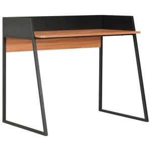 Bureau 90 x 60 x 88 cm noir et marron bois d'ingénierie – vue d’ensemble