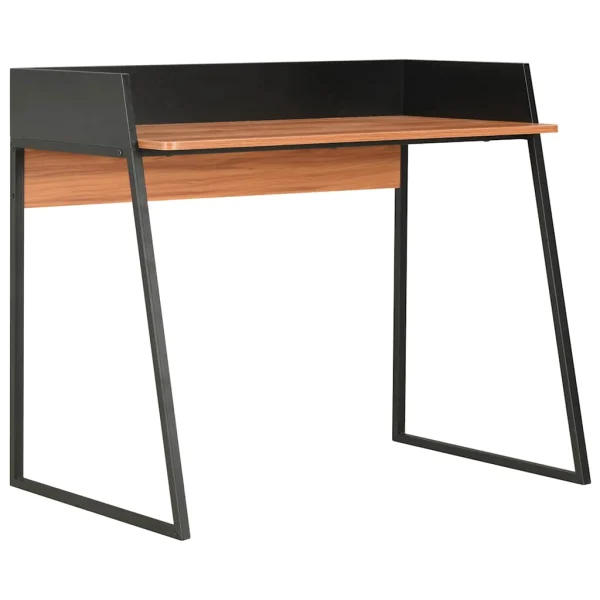 Bureau 90 x 60 x 88 cm noir et marron bois d'ingénierie – vue d’ensemble