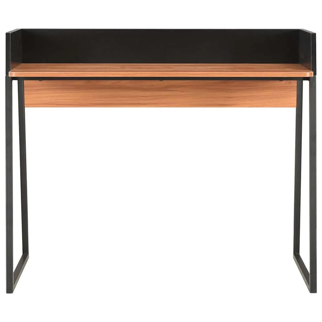 Bureau 90 x 60 x 88 cm noir et marron bois d'ingénierie – vue de côté