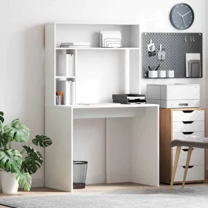 Bureau 91 x 50 x 149 cm blanc bois d'ingénierie – vue d’ensemble