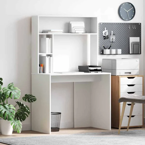 Bureau 91 x 50 x 149 cm blanc bois d'ingénierie – vue d’ensemble