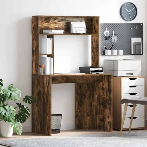 Bureau 91 x 50 x 149 cm chêne fumé bois d'ingénierie – vue d’ensemble
