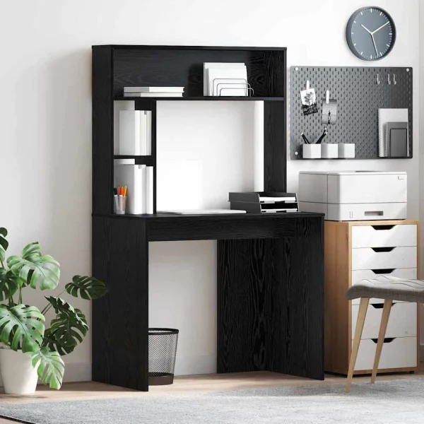Bureau 91 x 50 x 149 cm chêne noir bois d'ingénierie – vue d’ensemble