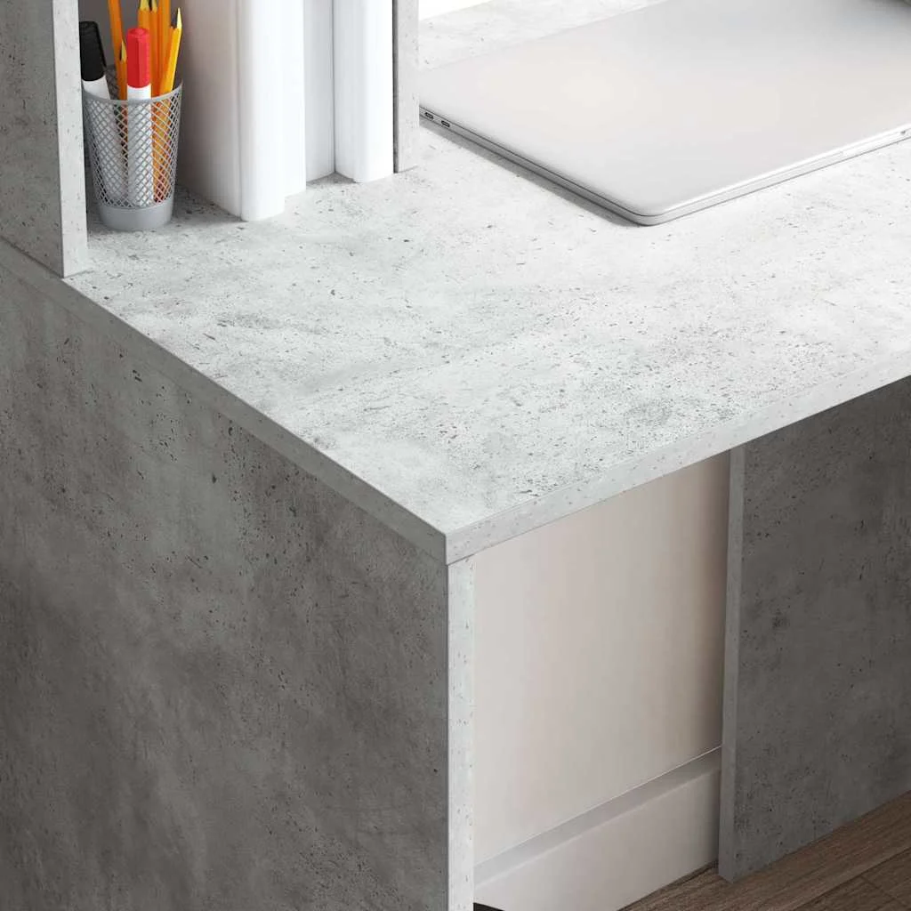 Bureau 91 x 50 x 149 cm gris béton bois d'ingénierie – vue en situation
