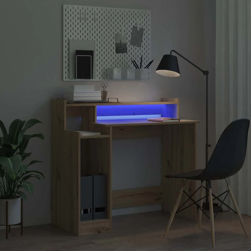 Bureau 97 x 45 x 90 cm chêne artisanal bois d'ingénierie – vue de dos