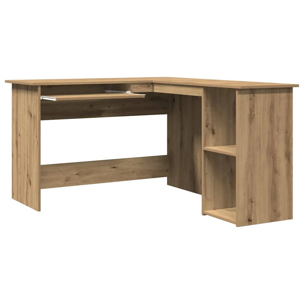 Bureau d'angle 120 x 140 x 75 cm chêne artisanal bois d'ingénierie – vue de dos
