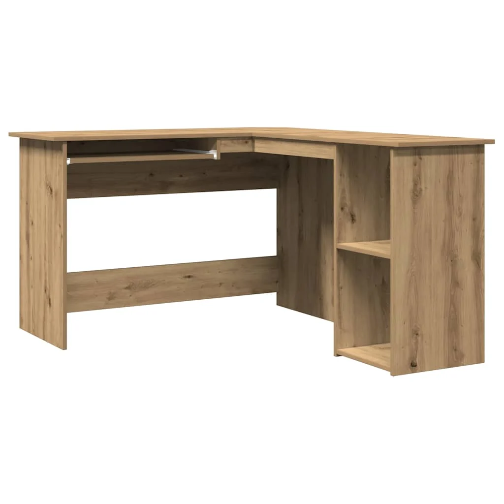 Bureau d'angle 120 x 140 x 75 cm chêne artisanal bois d'ingénierie – vue de côté