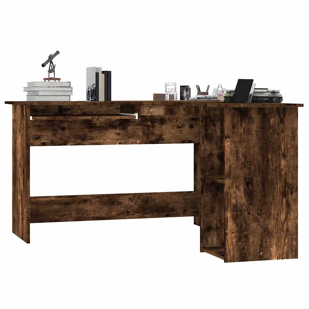 Bureau d'angle 120 x 140 x 75 cm chêne fumé bois d'ingénierie – vue de dessus