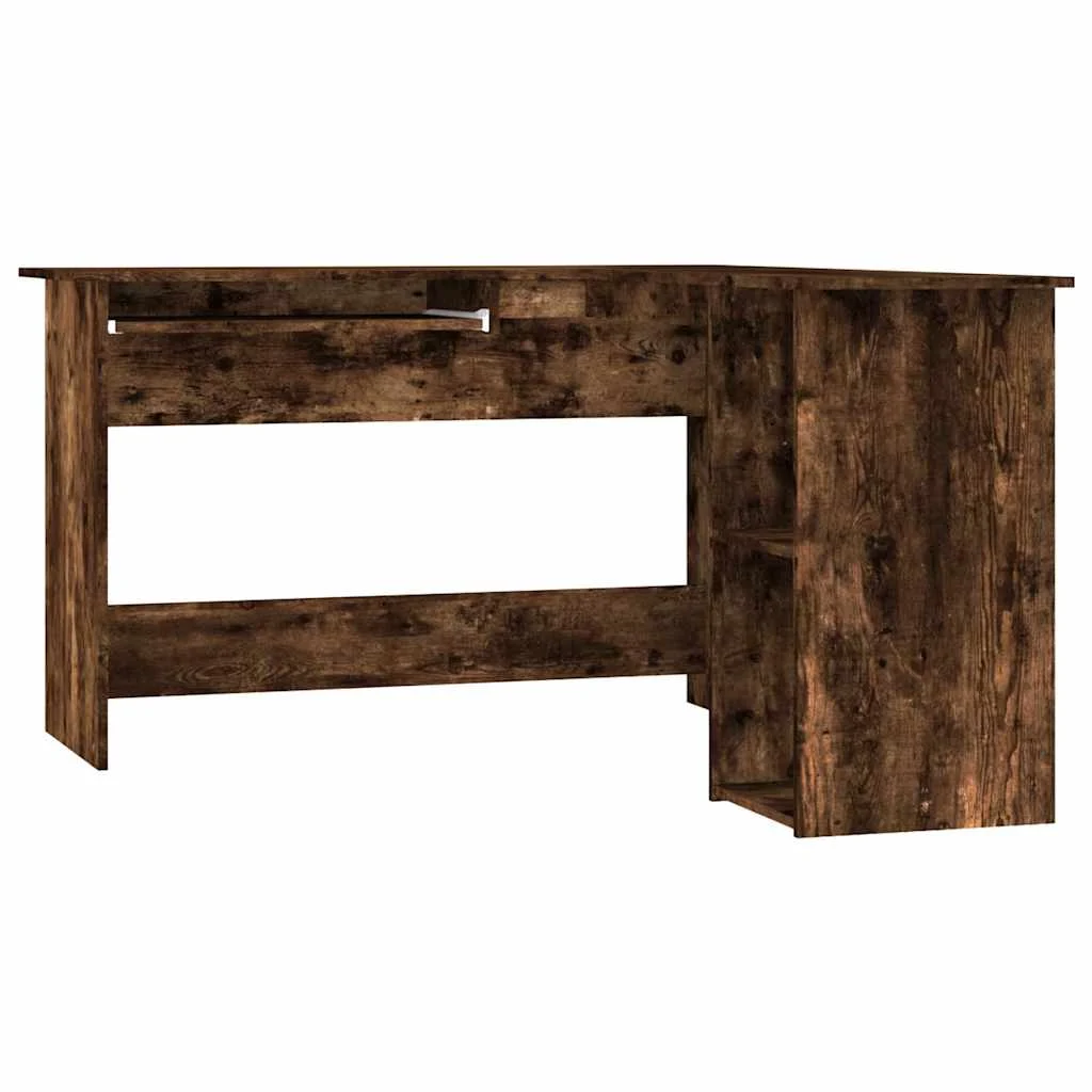Bureau d'angle 120 x 140 x 75 cm chêne fumé bois d'ingénierie – vue de côté