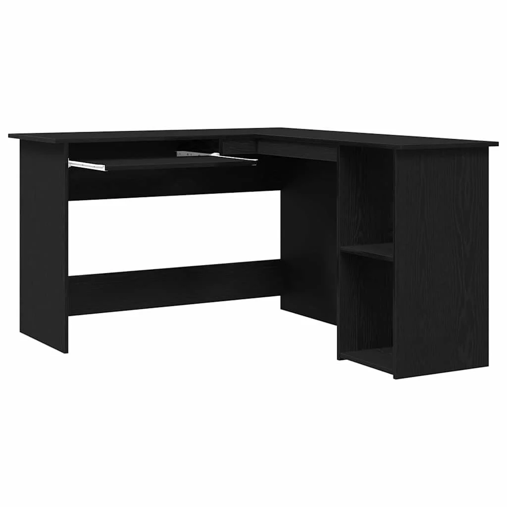 Bureau d'angle 120 x 140 x 75 cm chêne noir bois d'ingénierie – vue de dessus