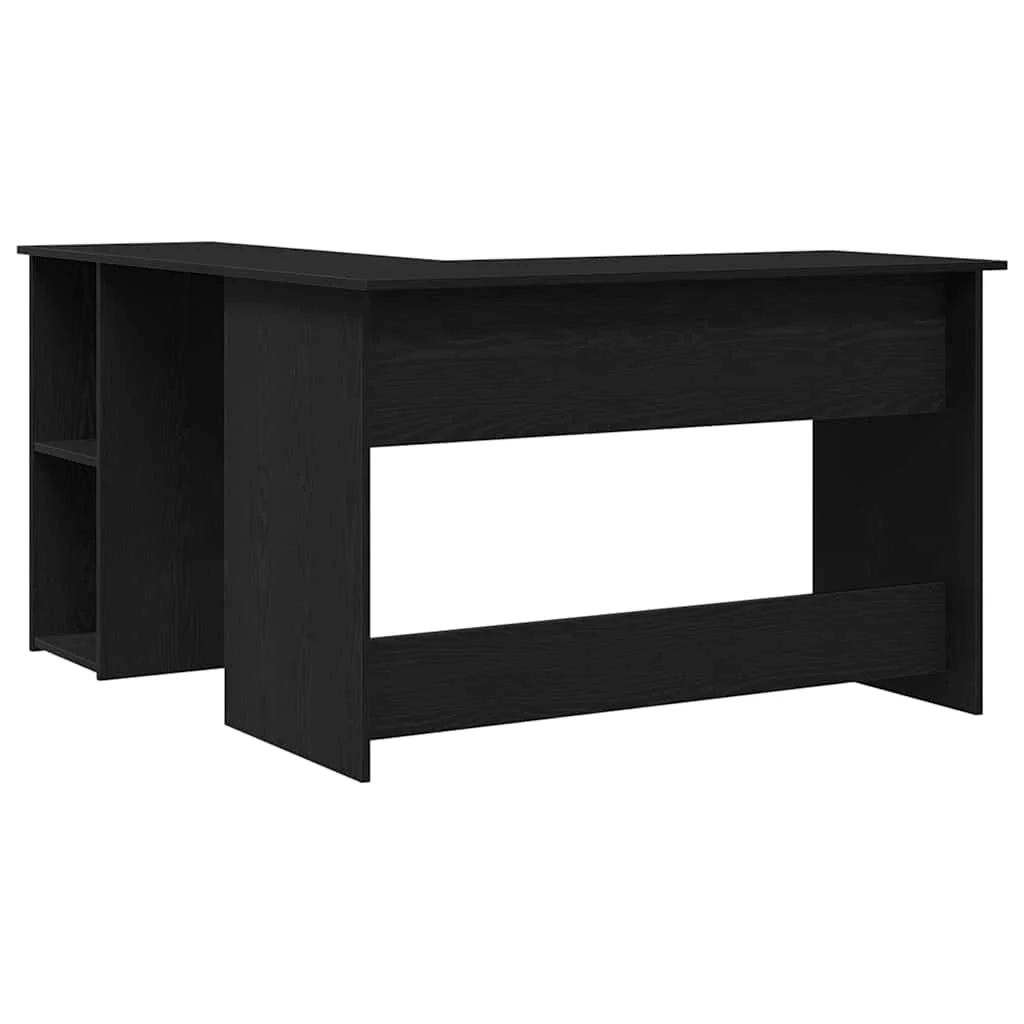 Bureau d'angle 120 x 140 x 75 cm chêne noir bois d'ingénierie – vue de dos