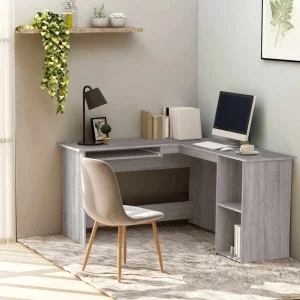 Bureau d'angle 120 x 140 x 75 cm sonoma gris bois d'ingénierie – vue d’ensemble