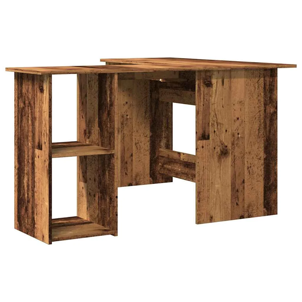 Bureau d'angle 120 x 140 x 75 cm vieux bois bois d'ingénierie – vue de dessus