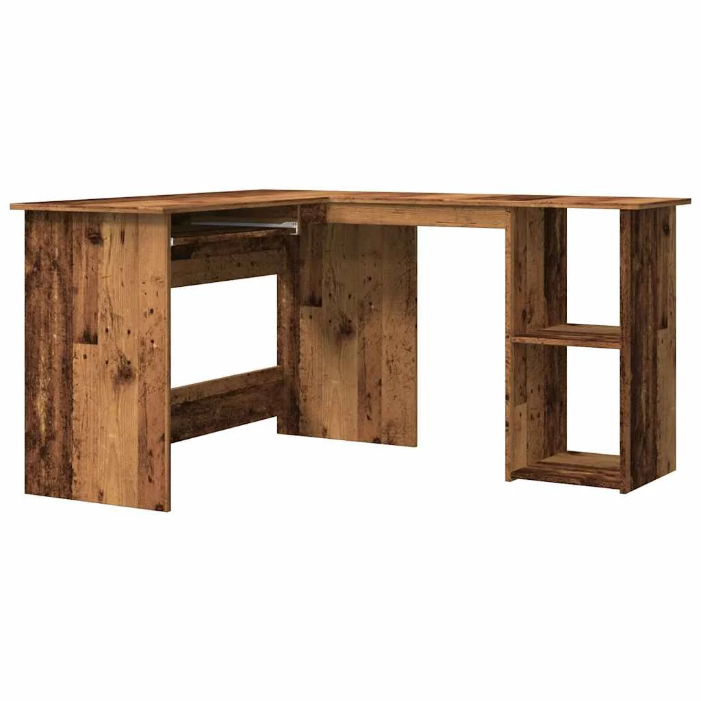 Bureau d'angle 120 x 140 x 75 cm vieux bois bois d'ingénierie – vue de côté