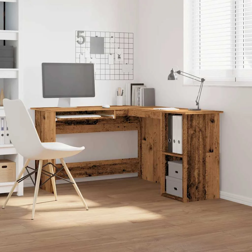 Bureau d'angle 120 x 140 x 75 cm vieux bois bois d'ingénierie – vue de détail