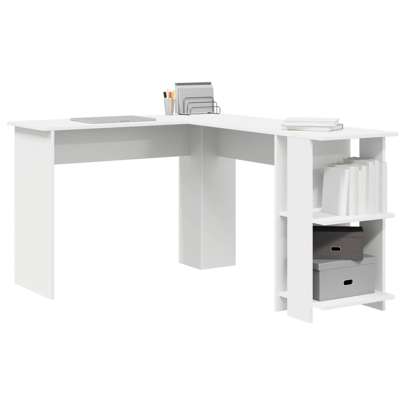 Bureau d'angle 140 x 113,5 x 75 cm blanc bois d'ingénierie – vue de détail