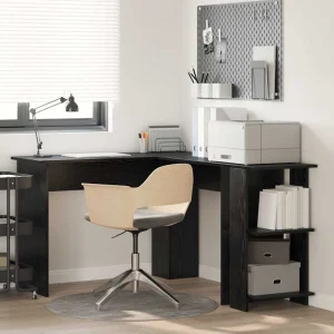 Bureau d'angle 140 x 113,5 x 75 cm chêne noir bois d'ingénierie – vue d’ensemble